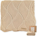 Thick Cotton Knit Baby Blanket 40x31 Inches – Soft Breathable Newborn Blanket for Boys & Girls, Wavy Pattern Receiving Blanket for Crib, Stroller, or Nursery, Gift Box for Baby Shower(Beige)
