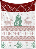 Personalized Christmas Stitch Style Blanket - Ships Next Day from USA - Fleece or Sherpa, Soft Sofa Throw, Customizable Family Throws, Holiday Home Decor, Cozy Christmas Bedding (Fleece 60x80)