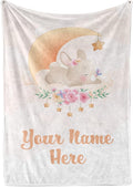 Personalized Baby Blankets with Name | Custom Bunny Blanket for Baby Girls and Baby Boys | Unisex Warm Soft Fleece Swaddle Blanket Minky | (Bunny, Fleece 30"x40")