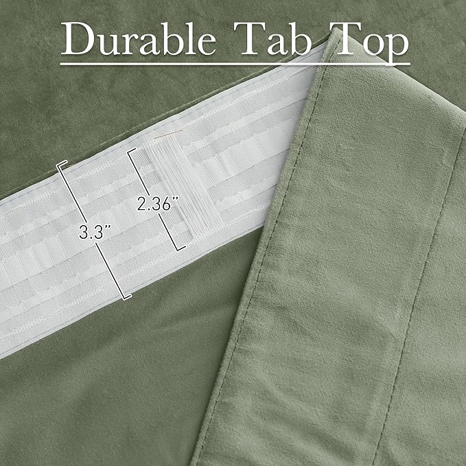 StangH Sage Green Room Darkening Curtains 132 inches High Ceiling Tall Curtains Back Tab Thermal Insulated Window Door Drapes for Living Dining Room Office, W52 x L132, 2 Panels