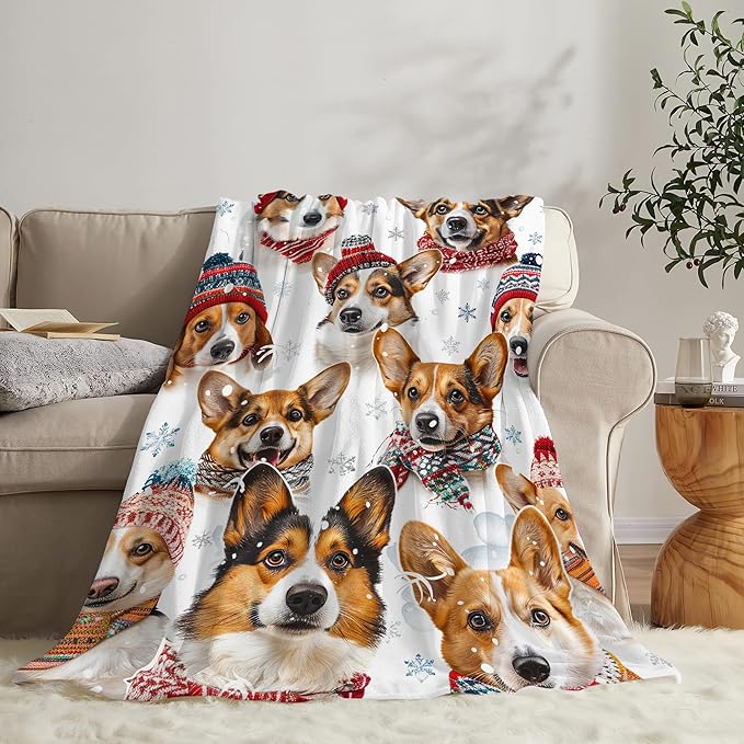 Corgi Blanket Funny Corgi Dog Gifts for Girls Boys Woman Kids Cute Corgis Lover Bear Throw Blankets Soft Blanket Warm Fleece Flannel Plush Blankets for Bed Sofa Couch 60"x80"