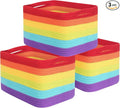 MINTWOOD Design 3-Pack Storage Baskets for Shelves, Playroom and Classroom, Book Basket, Decorative Storage Cube Bins, Woven Closet Organizers, Pantry and Shoe Organizer, Rainbow