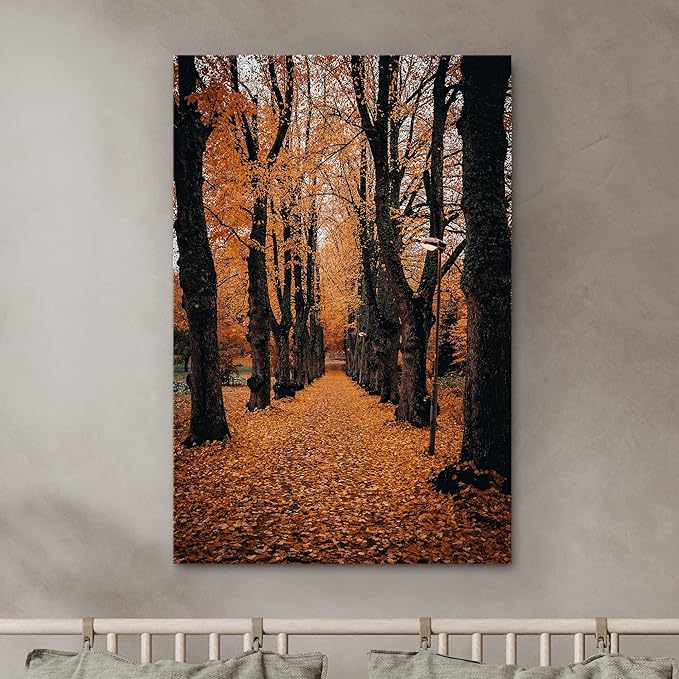 SIGNWIN Canvas Wall Art Autumn Dramatic Forest Landscape Living Room Orange Photography Rustic - 32x48 inches