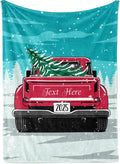 Personalized Christmas Blanket, Vintage Red Truck and Tree - Ships Next Day, Printed in USA - Warm Fleece or Sherpa Sofa Throw, Cute Holiday Décor - Customizable Family Throws (Sherpa 60x80)