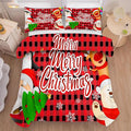 Christmas Bedding Sets Twin Size Snowflake Plaid Comforter Set for Kids Girls Bedroom Santa Claus Gift Xmas Festival Quilt Set,1 Comforter + 1 Pillow Case