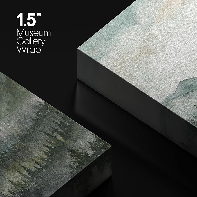 SIGNWIN Canvas Print Wall Art Misty Forest Landscape Watercolor Serene Mountain Pine Trees in Fog Illustrations Modern Art Decorative Landscape for Living Room, Bedroom, Office - 12"x18"