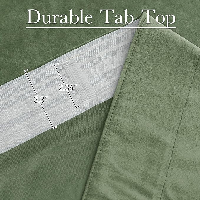 StangH Retro Green Velvet Curtains 84 Inches, Room Darkening Super Soft Drapes with Pleat Tape for Living Room Bedroom, Thermal Insulated Window Treatment, 52 x 84 Inch, 2 Panels