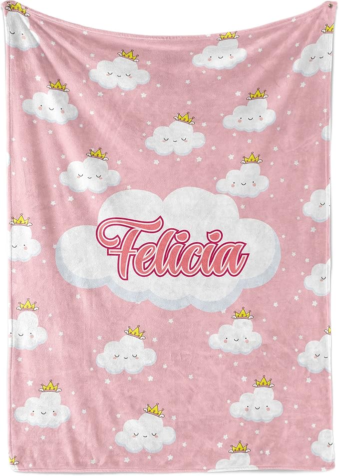 Personalized Cloud Blanket for Girls | Kids Cloud Unicorn | Custom Plush Fuzzy Rainbow for Toddler | Customized Little Girl Throw Blankets | Girl Sofa Bed Birthday | Sherpa 60x80
