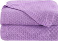 NTBAY Cable Knit Cooling Throw Blanket, Soft and Breathable Throw Blanket 51x67 Inches Made from Rayon Derived from Bamboo for Couch, Sofa, Nap, Light Purple
