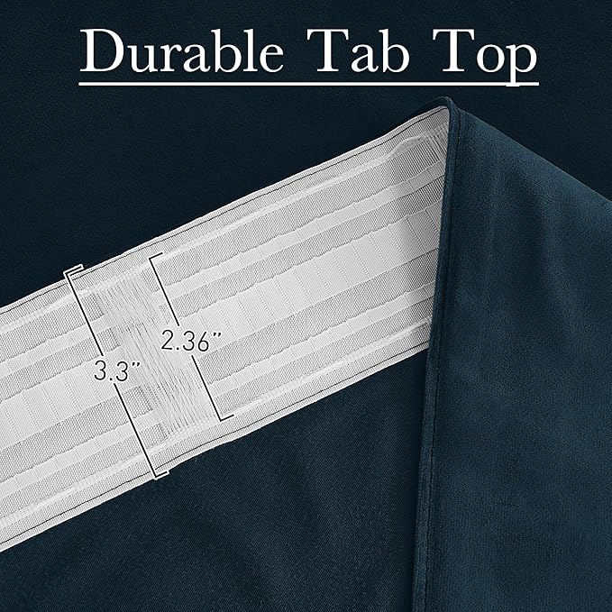 StangH Navy Blue Living Room Curtains 105 inches Long Back Tab Light Blocking Thermal Insulated Window Drapes for Bedroom Heavy Thick Privacy Panels, W52 x L105, 2 Panels
