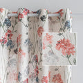 MYSKY HOME Linen Floral Curtains 84 inch Length 2 Panels Semi Sheer Light Filtering Privacy Protect Flower Patterned Drapes for Living Room Bedroom, 52" Wide, Red, Pack-2