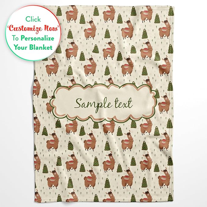 Personalized Holiday Llama Blanket - Ships Next Day, Printed in USA - Warm Fleece or Sherpa Sofa Throw for Christmas,Fun Christmas Décor - Customizable Family Throws (Fleece 30x40)