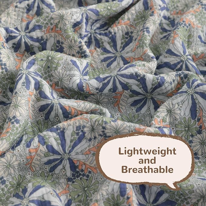 NTBAY 4 Layer Muslin Cotton Toddler Blanket, 42x60 Soft and Breathable Receiving for Newborns and Infants, Perfect for Crib, Stroller, Travel, Lightweight Nursery Blanket, Retro Floral Botanical