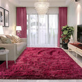 8x10 Rug - Non-Slip Area Rug Washable for Living Room - Height Pile Fluffy Throw Rugs Carpet for Bedroom - Burgundy