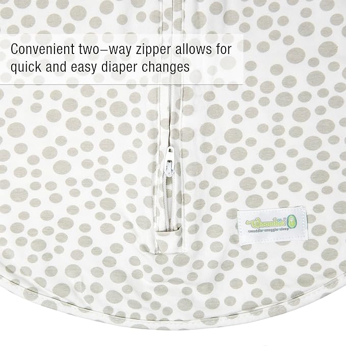 Woombie Original Baby Swaddling Blanket - Soothing, Cotton Baby Swaddle with Zipper - Wearable Newborn Blanket, Lots of Dots, 14-19 lbs