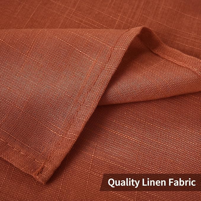 MIULEE Burnt Orange 2 Panels 84 Inch Long Farmhouse Linen Sheer Window Curtains Elegant Terracotta Rust Fall Autumn Drapes Grommet Top Linen Textured Voile for Bedroom Living Room (52 X 108 Inch)