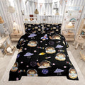 Cartoon Hedgehog Astronaut Comforter Set,Space Planet Bedding Set Kids Teens Modern Decor,Spaceship Starry Sky Comforter with 1 Pillowcase for All Seasons,Twin