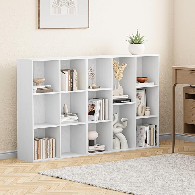 8 Cube Storage Organizer, Wooden Cube Shelves with Closed Back Panel, Reversible Bookcase, Cubes Closet Organizer for Home, Living Room, Kids Room, Office, Bedroom, Study, Hallway