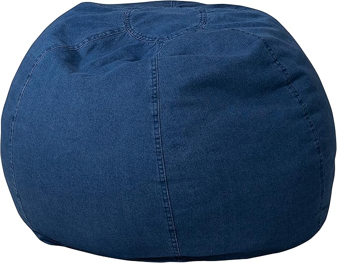 EMMA + OLIVER Small Denim Bean Bag Chair for Kids and Teens