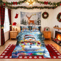 Lovely Snowman Comforter Set King Size,Xmas Colorful Lanterns Snowflake Kids Bedding Set,Winter Merry Christmas Quilt Comforter,Rainbow Duvet Insert,2 Pillowcases