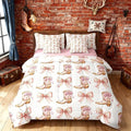 7 Pieces Western Cowgirl Comforter Set Queen,Pink Bowknot Cowgirl Boots Rustic Farmhouse Bedding Set,Bow Tie Geometric Patchwork Golden（Comforter+Fitted+Flat Sheet+2 Pillowcases+2 Throw Pillow Covers）