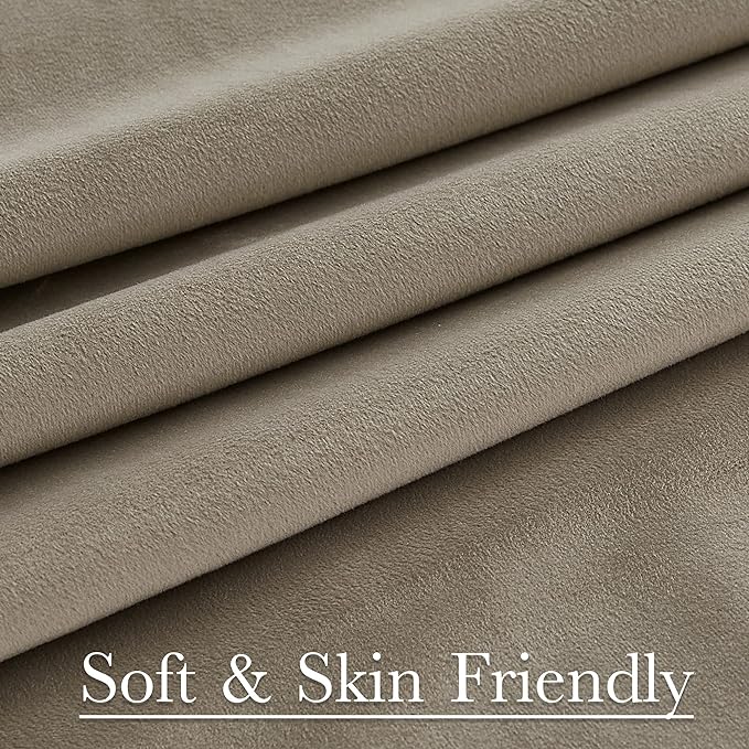 StangH Camel Beige Living Room Curtains 105 inches Long Soft Velvet Thermal Insulated Noise Reducing Window Drapes for Bedroom Heavy Thick Privacy Panels, W52 x L105, 2 Panels