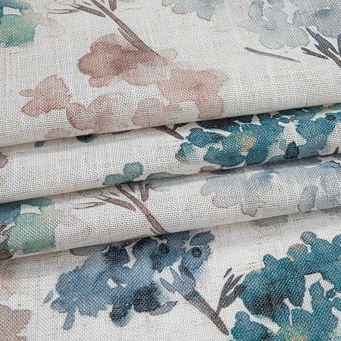 MYSKY HOME Floral Curtains 72 inch for Living Room Linen Semi Sheer Light Filtering Privacy Protect Lightweight Drapes Decor Farmhouse Soft Touch for Dining Room,Brown, 52" Wide, 2 Panels