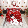Manfei Snowman Duvet Cover Set King Size, Snowflake Balloon Xmas Decor Comforter Cover with 2 Pillowcases, Christmas Red Bedding Set 3pcs for Kids Boy Girls Lightweight Bedspread Cover,No Comforter