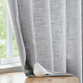 FMFUNCTEX Linen Semi Sheer Curtains 54 Inch Length for Bedroom Living Room, Grey Curtain Panels Sheer Linen Textured Window Drapes Farmhouse Light Filtering Gray 2 Panels Rod Pocket