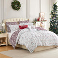 Southshore Fine Living, Inc. 5-Piece Reversible Christmas Comforter Set Twin/Extra Long, Twin Christmas Bedding, Red & White Holiday Bedding, 2 Throw Pillows, 2 Shams - Holiday Harmony