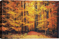 SIGNWIN Canvas Print Wall Art Golden Red Autumn Tree Leaf Forest Trail Nature Wilderness Photography Modern Art Rustic Landscape Relax/Calm Multicolor for Living Room, Bedroom, Office - 16x24