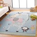 SAFAVIEH Carousel Kids Collection Area Rug - 4' x 6', Blue, Animal Design, Easy Care & Non-Shedding, Ideal for High Traffic Areas for Boys & Girls in Playroom, Nursery (CRK120K-4)