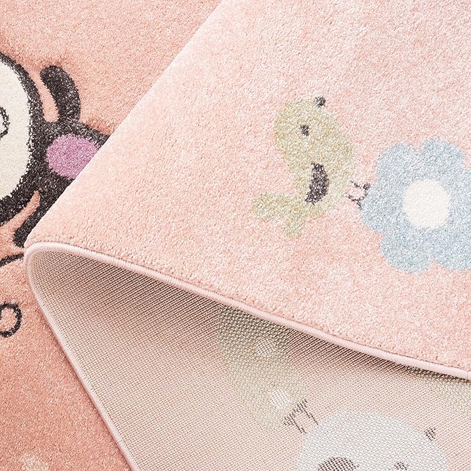 SAFAVIEH Area Rug 8x10 - Carousel Kids 100 Collection - Large - Blush Pink, Animal Design, Non-Shedding & Easy Cleaning, Ideal for Boys & Girls in Playroom, Nursery, Bedroom (CRK120U)