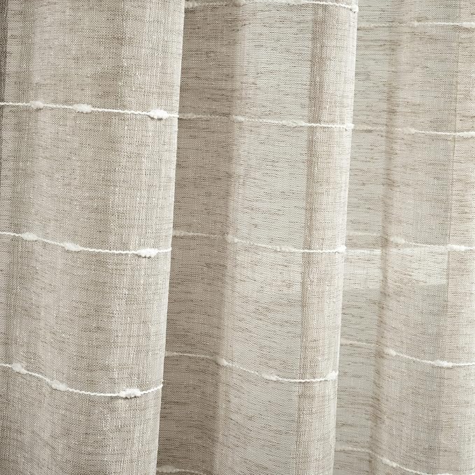 Lush Decor Farmhouse Textured Sheer Window Curtain Valance, 52"W x18"L, Neutral